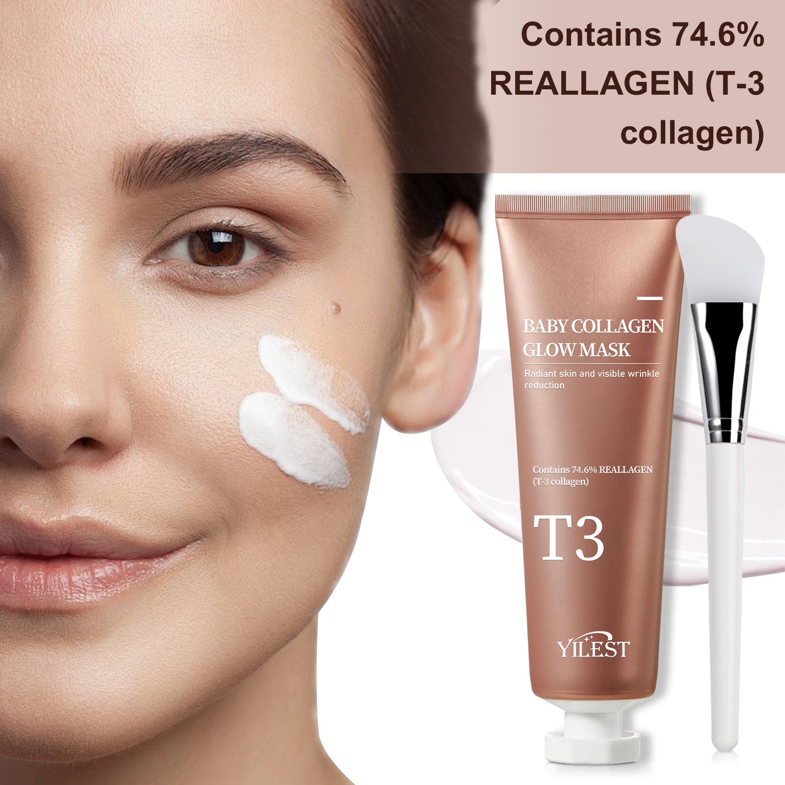 Velvet Renewal Radiance Mask™ T3 Collagen Glow Treatment | Baby Collagen Mask Moisturizing