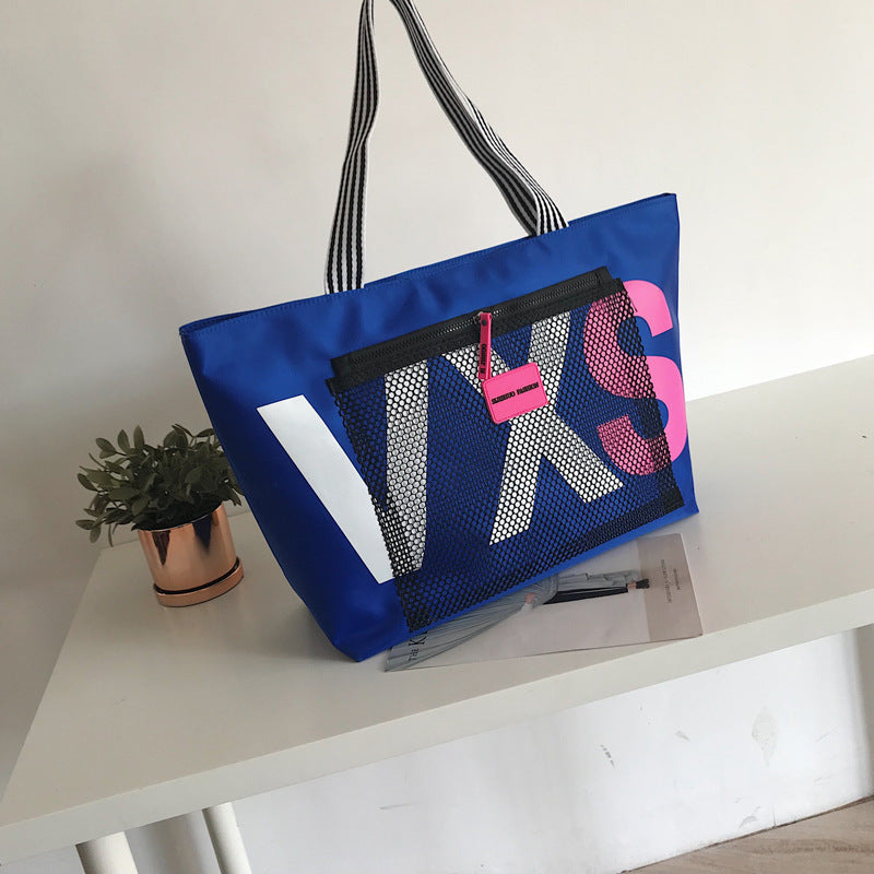 Aliwood Letter Women Shoulder Bags Trendy Waterproof Tote Beach Bag Large Capacity Female Travel Shopping Bags