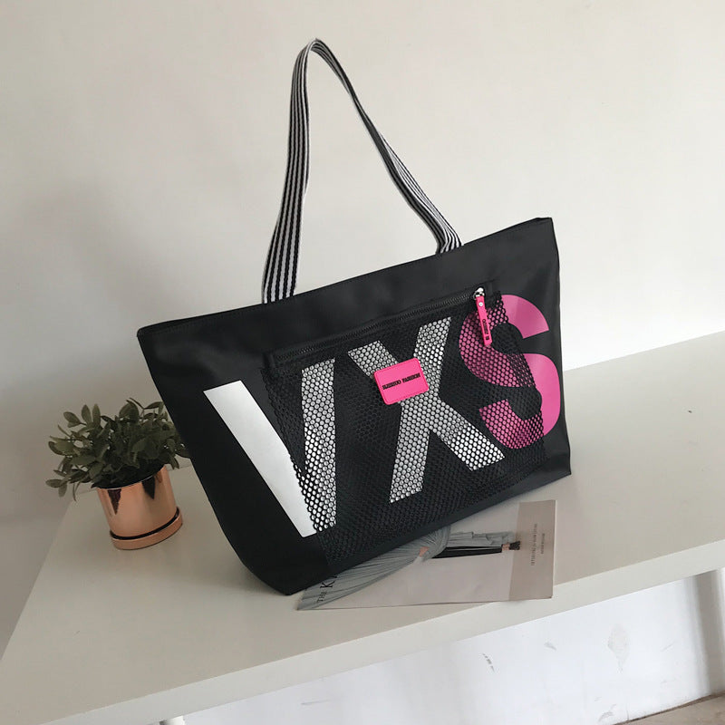 Aliwood Letter Women Shoulder Bags Trendy Waterproof Tote Beach Bag Large Capacity Female Travel Shopping Bags