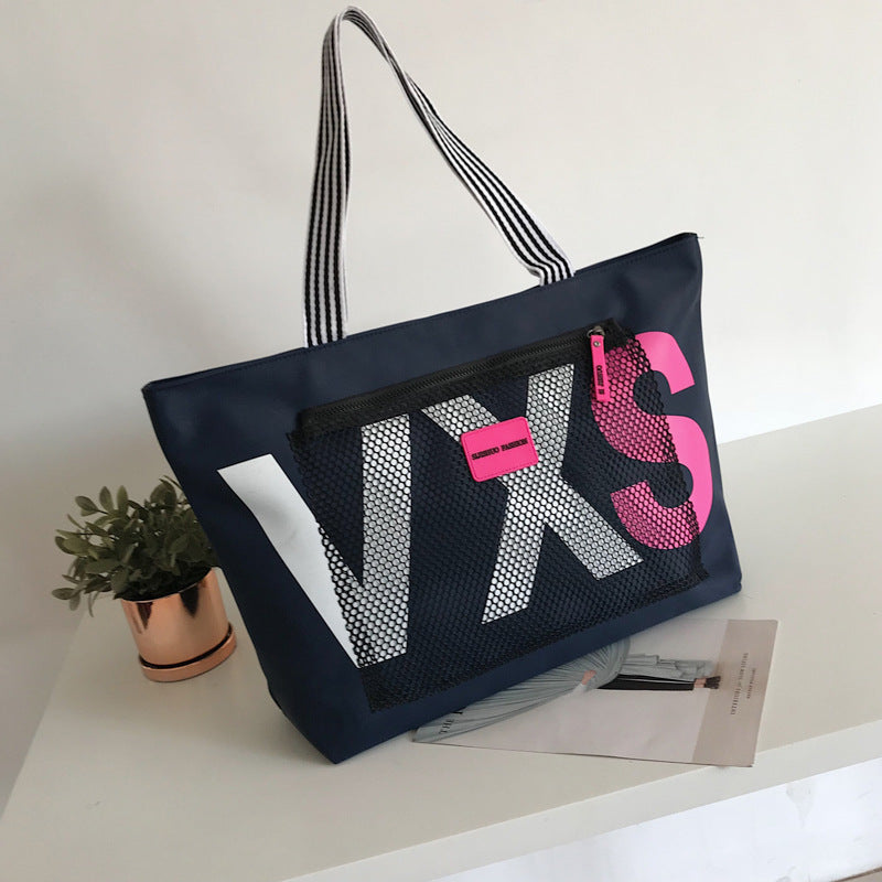 Aliwood Letter Women Shoulder Bags Trendy Waterproof Tote Beach Bag Large Capacity Female Travel Shopping Bags