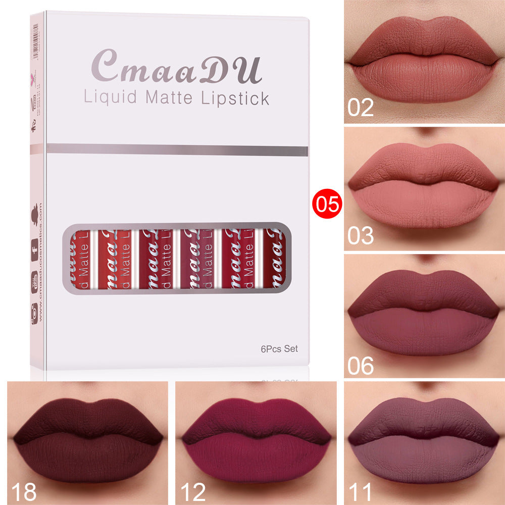 The Velvet Authority Edit™ 6pcs Matte Non-Stick Lip Gloss