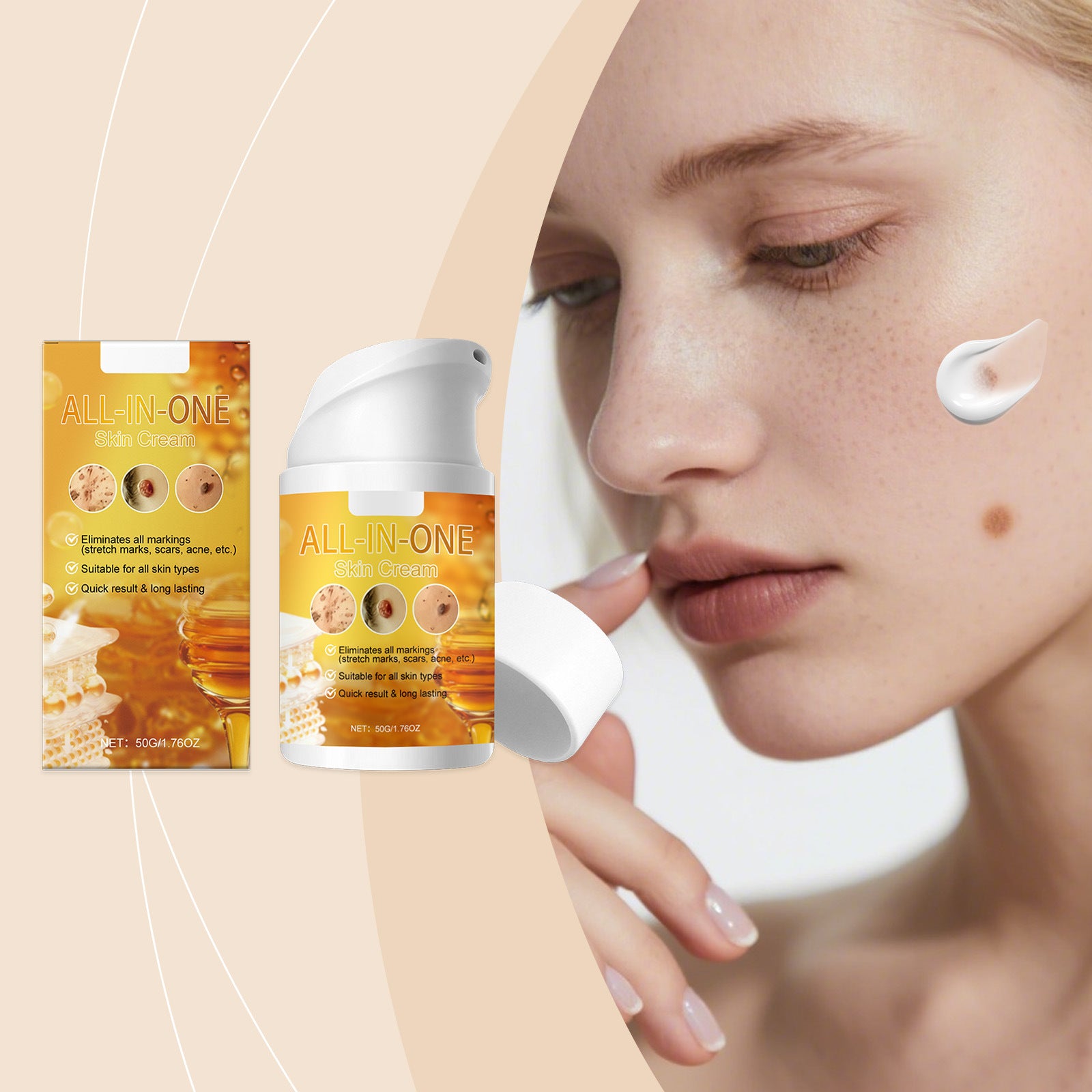 ALL-IN-ONE Skin Cream (Honey / Multi-Benefit Moisturizer) — positioned as a multi-purpose hydrating and skin-support cream. Retinol Skincare Cream