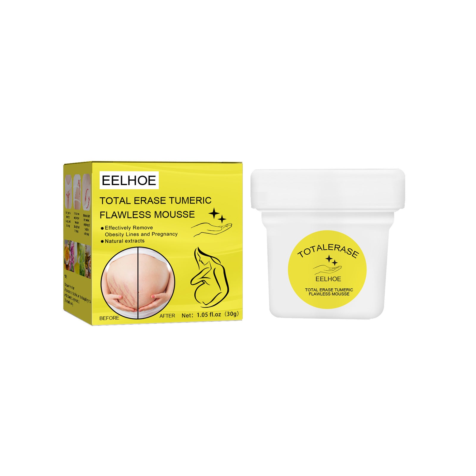 Total Erase Turmeric Flawless Mousse / Skin Body Cream (stretch mark + cellulite focused body cream).Fade Prevention Of Obesity Pregnancy Repair Cream
