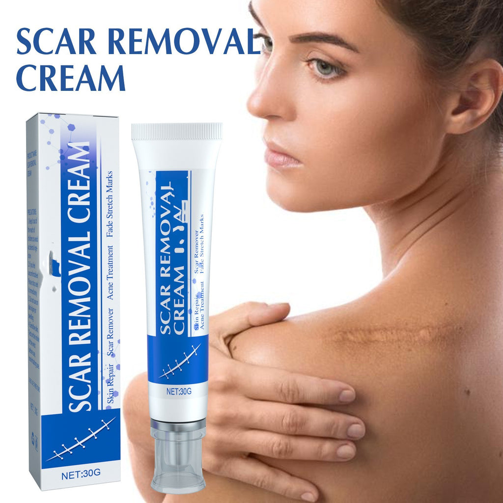 Scar Removal Cream (30g) — positioned for scar appearance improvement and skin smoothing.Scar To Lighten Surgical, Trauma Smooth And Tighten Skin Repair Cream