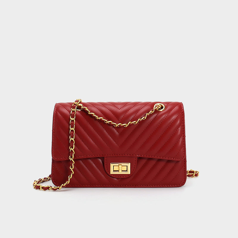 Crimson Royale Quilted Chain Bag