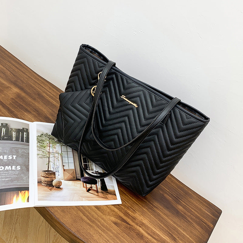 Midnight Chevron Luxe Tote
