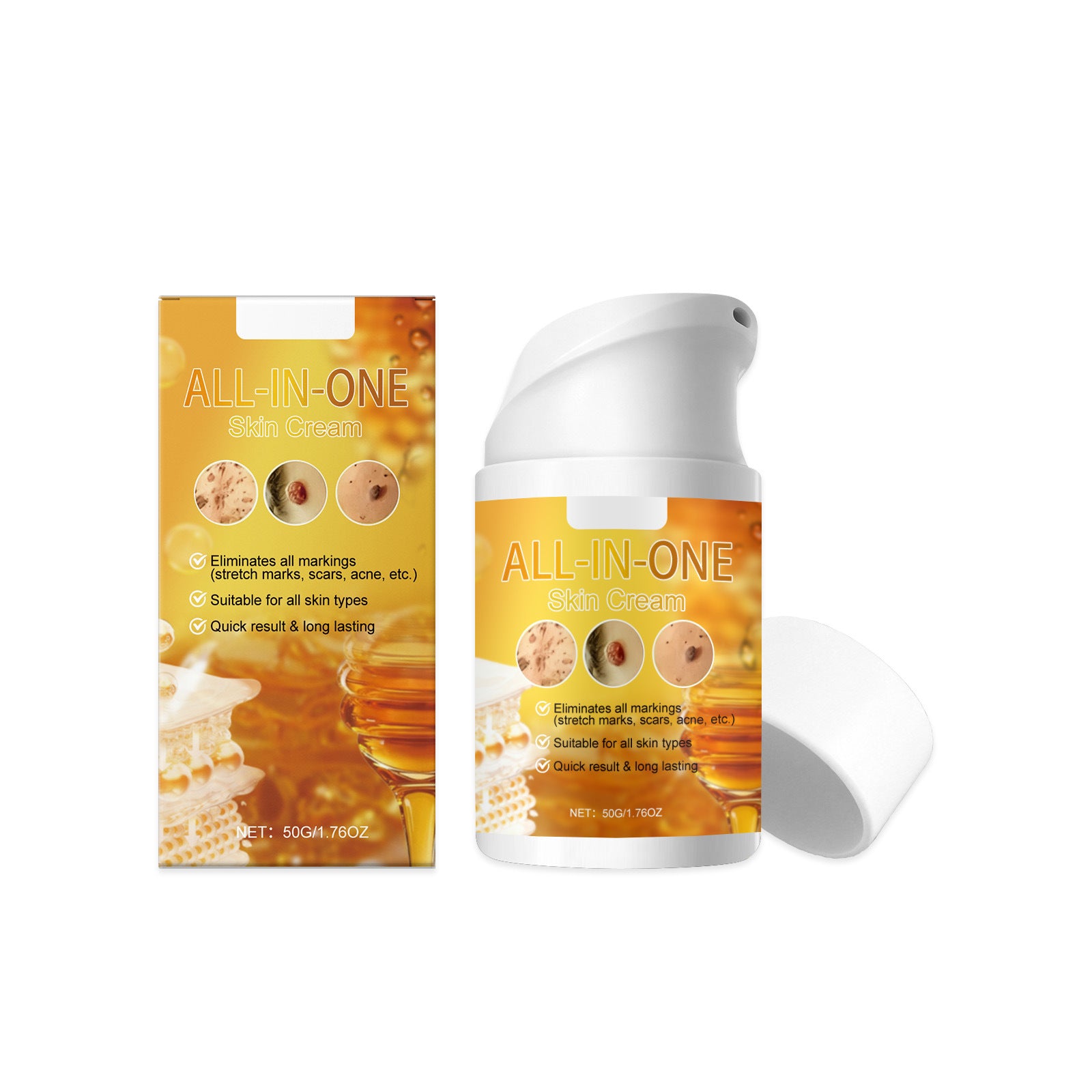 ALL-IN-ONE Skin Cream (Honey / Multi-Benefit Moisturizer) — positioned as a multi-purpose hydrating and skin-support cream. Retinol Skincare Cream
