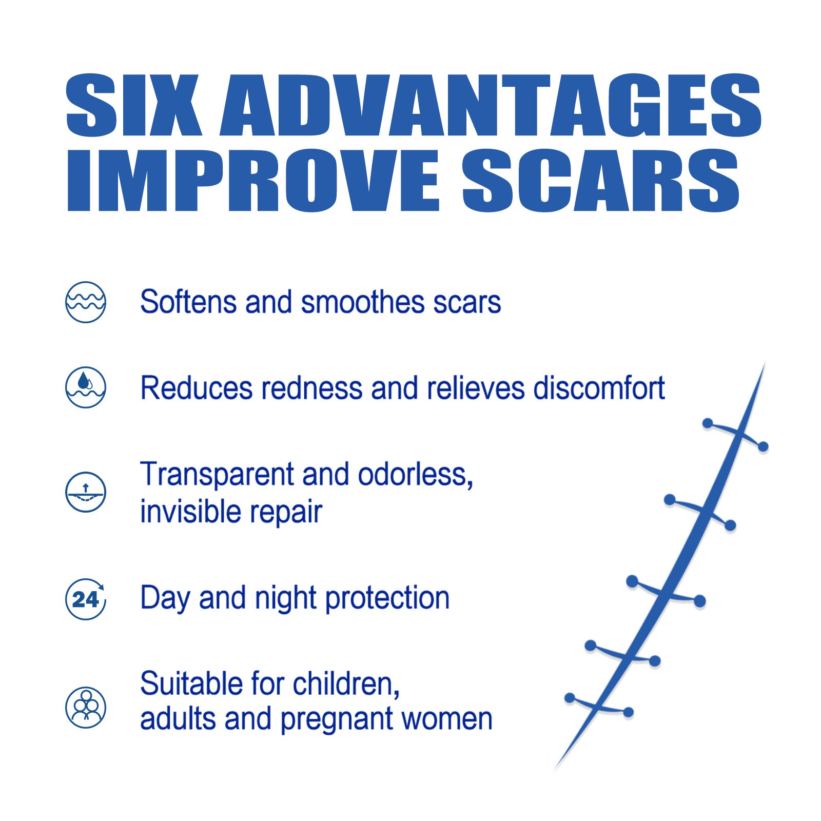 Scar Removal Cream (30g) — positioned for scar appearance improvement and skin smoothing.Scar To Lighten Surgical, Trauma Smooth And Tighten Skin Repair Cream