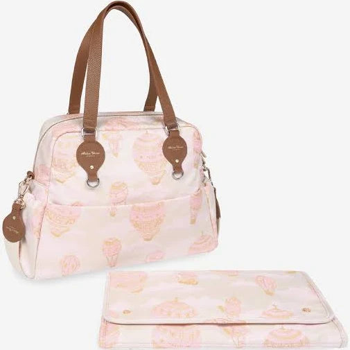 Atelier Choux Changing Bag & Mat Set – Parisian Illustrated Diaper Bag with Matching Travel Mat