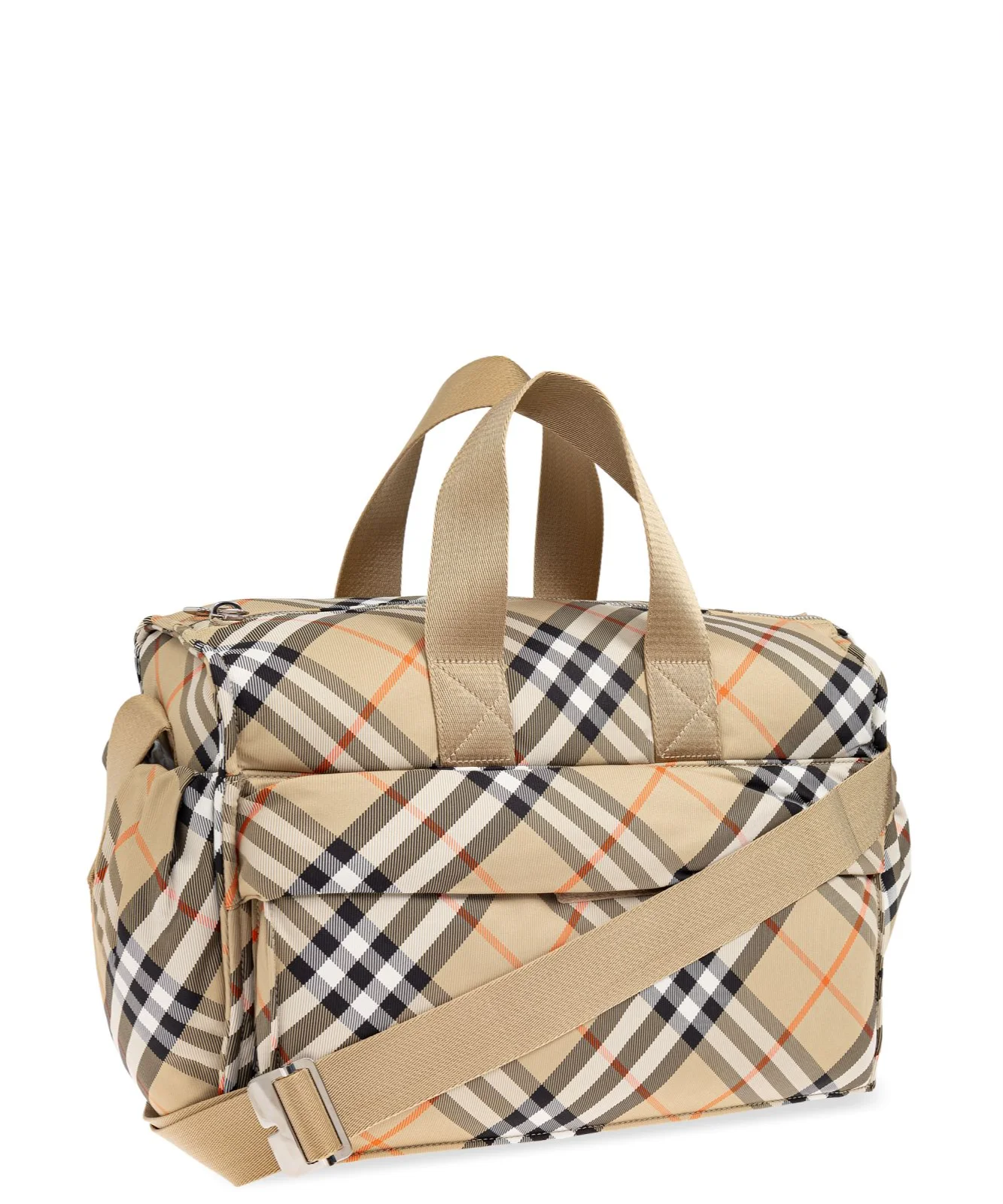 Burberry Baby Changing Bag – Vintage Check Diaper Bag with Adjustable Strap & Matching Pouch