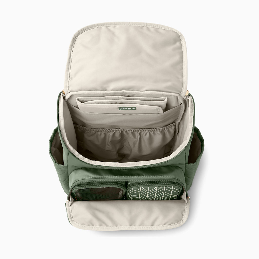 Quilted Baby Backpack – Multi‑Pocket Diaper Bag with Matching Accessory Pouch