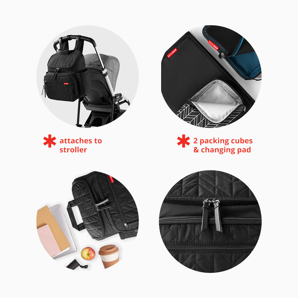 Quilted Baby Backpack – Multi‑Pocket Diaper Bag with Matching Accessory Pouch