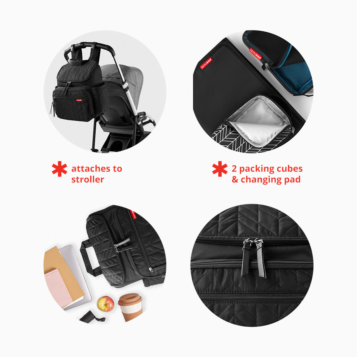 Quilted Baby Backpack – Multi‑Pocket Diaper Bag with Matching Accessory Pouch