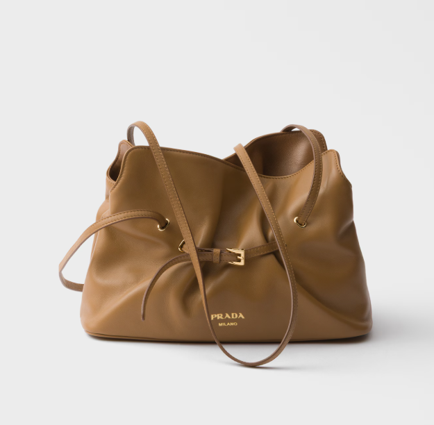 Prada Dada Small Nappa Leather Bag – Soft Drawstring Shoulder Bag with Gold Hardware