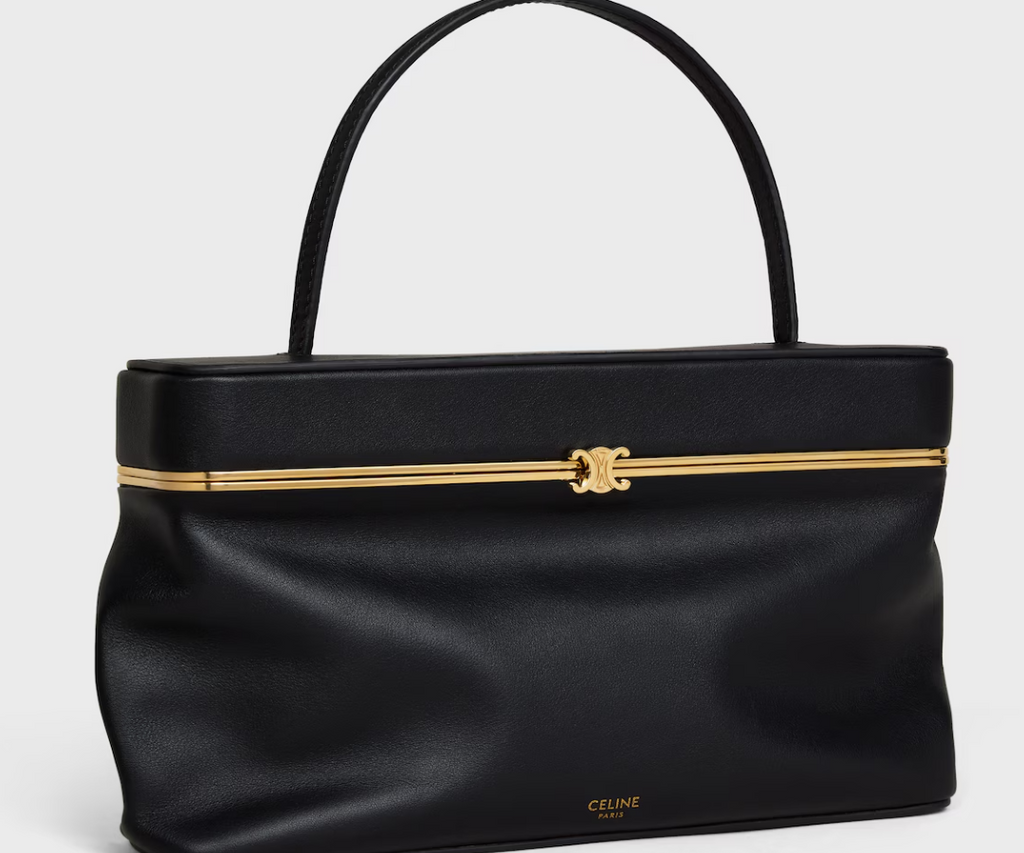 Celine Triomphe Frame Bag – Structured Leather Top‑Handle Bag with Gold Frame & Triomphe Emblem