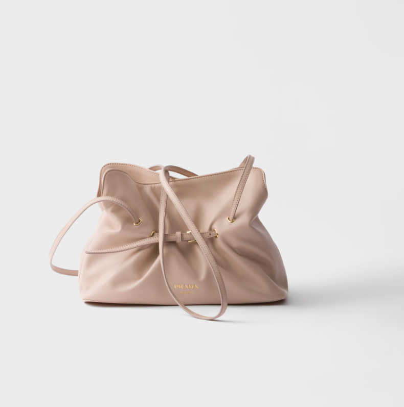 Prada Dada Small Nappa Leather Bag – Soft Drawstring Shoulder Bag with Gold Hardware