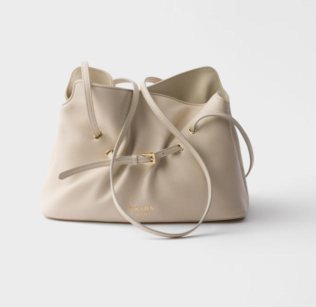 Prada Dada Small Nappa Leather Bag – Soft Drawstring Shoulder Bag with Gold Hardware