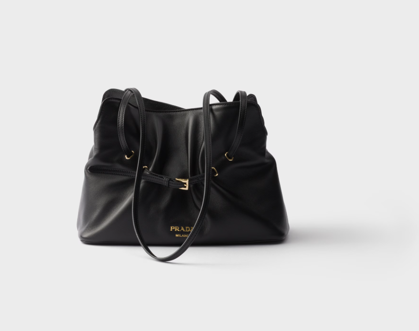 Prada Dada Small Nappa Leather Bag – Soft Drawstring Shoulder Bag with Gold Hardware