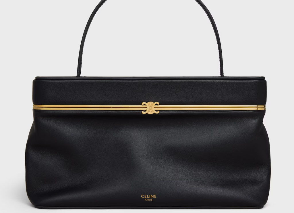 Celine Triomphe Frame Bag – Structured Leather Top‑Handle Bag with Gold Frame & Triomphe Emblem