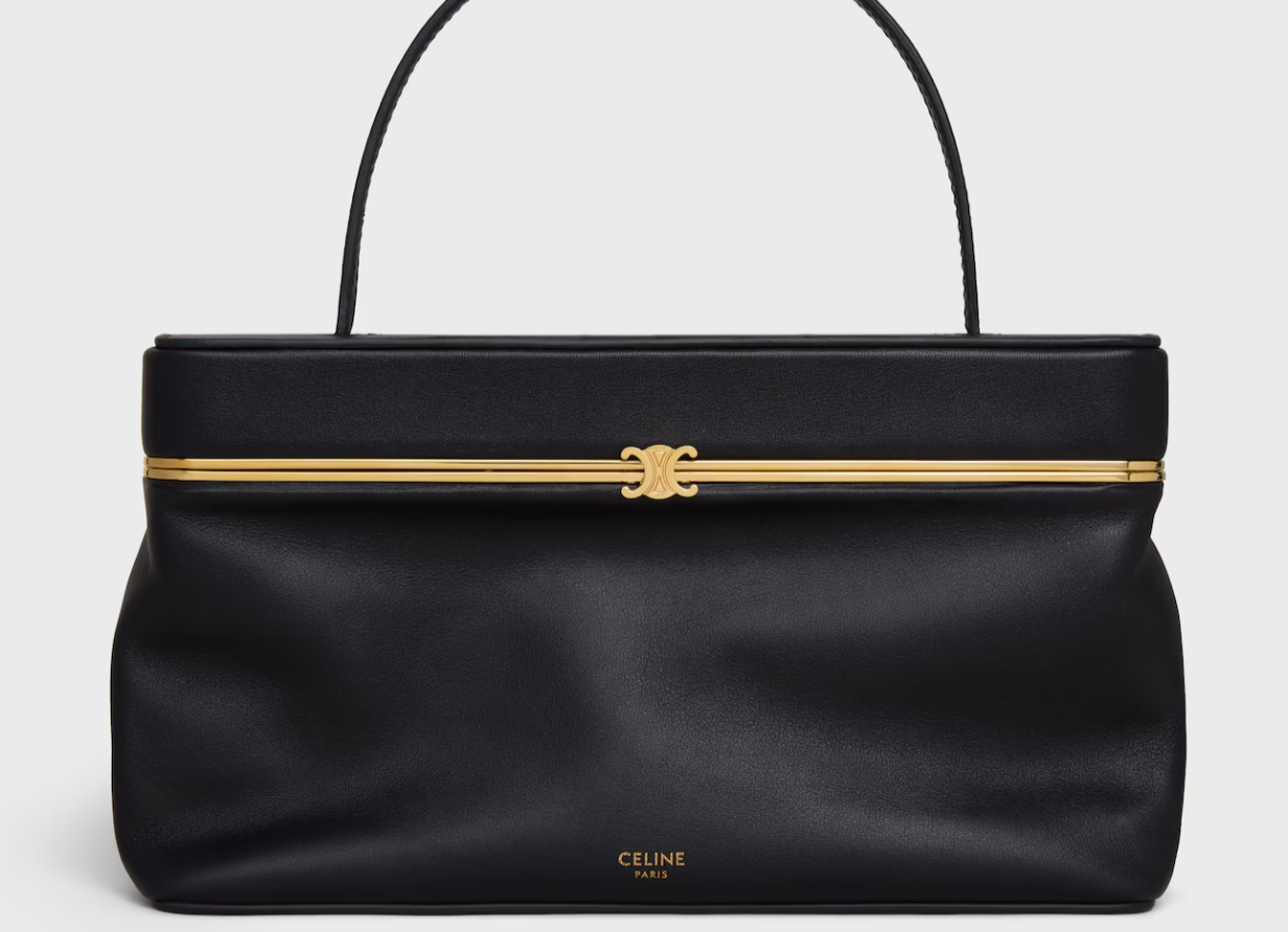 Celine Triomphe Frame Bag – Structured Leather Top‑Handle Bag with Gold Frame & Triomphe Emblem