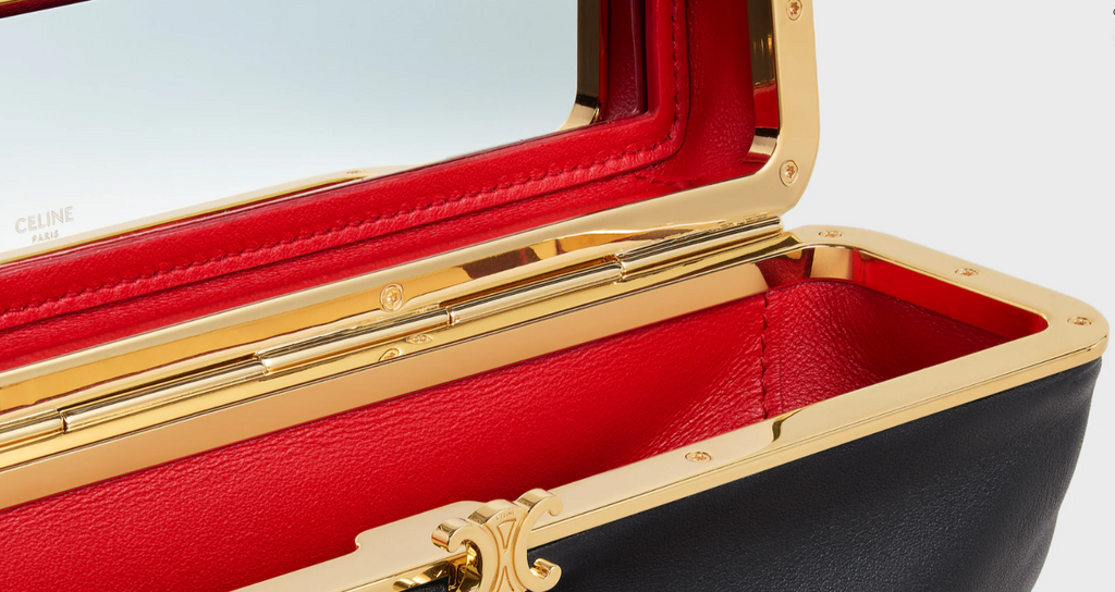 Celine Triomphe Frame Bag – Structured Leather Top‑Handle Bag with Gold Frame & Triomphe Emblem
