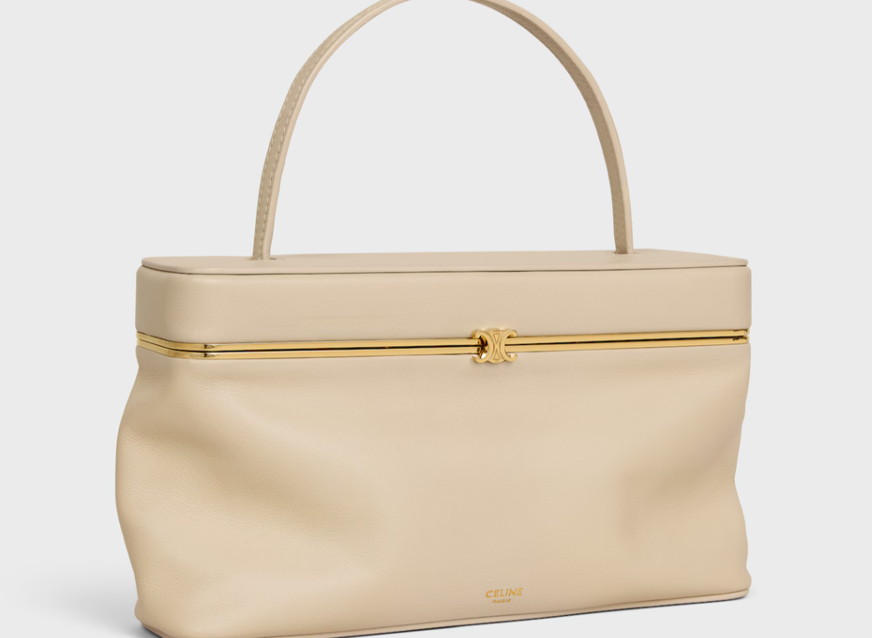 Celine Triomphe Frame Bag – Structured Leather Top‑Handle Bag with Gold Frame & Triomphe Emblem