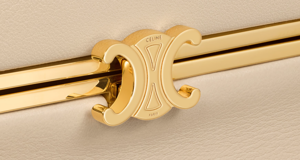 Celine Triomphe Frame Bag – Structured Leather Top‑Handle Bag with Gold Frame & Triomphe Emblem