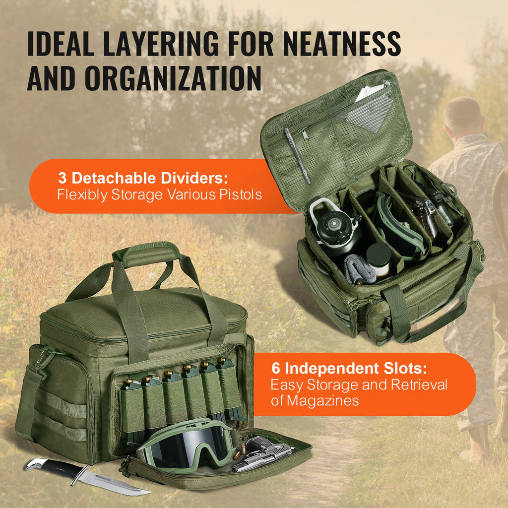 Elite Tactical Pro™ 4-Pistol Range Bag – Military Green Edition