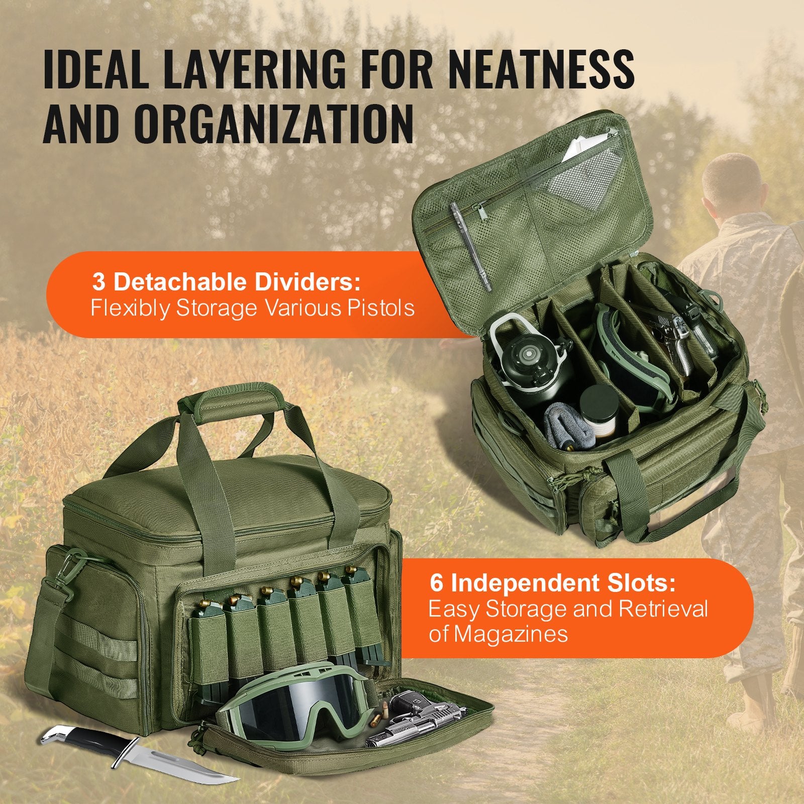 Elite Tactical Pro™ 4-Pistol Range Bag – Military Green Edition