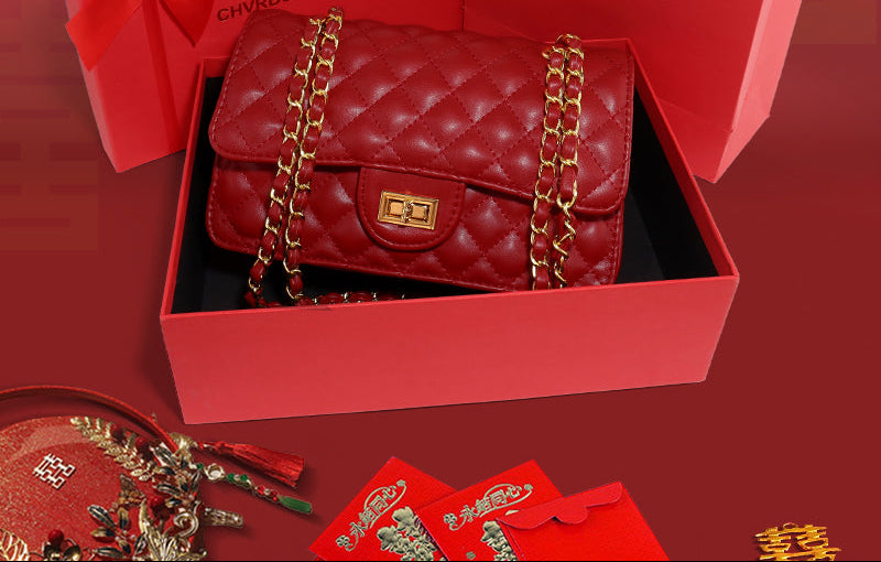 Crimson Royale Quilted Chain Bag