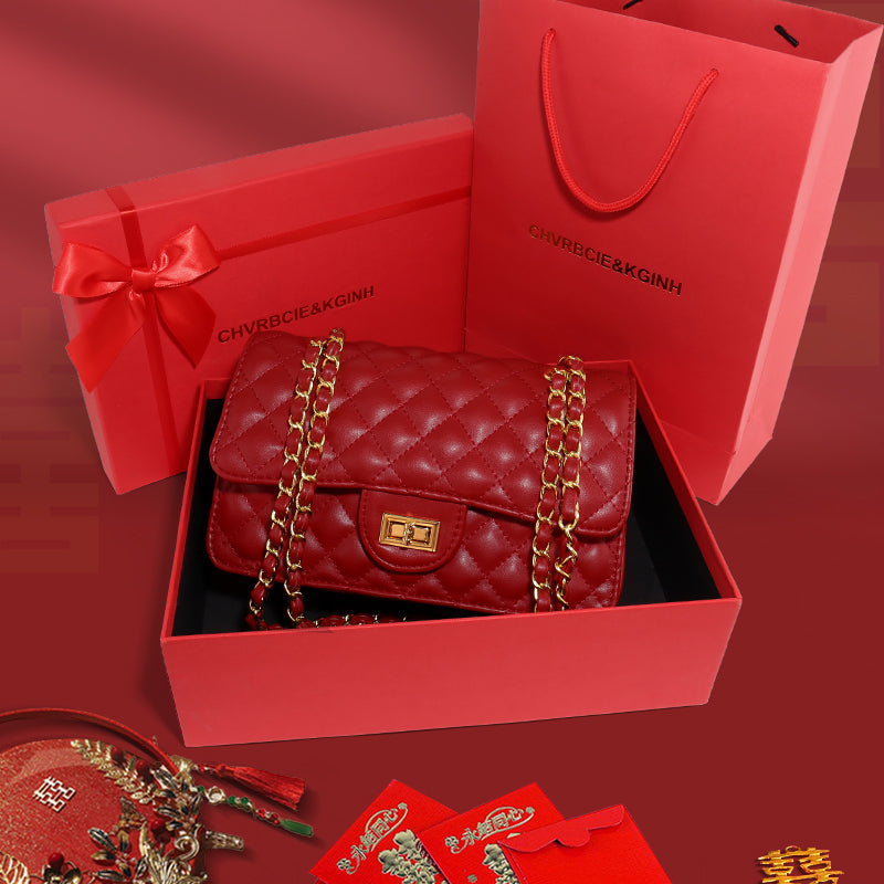 Crimson Royale Quilted Chain Bag