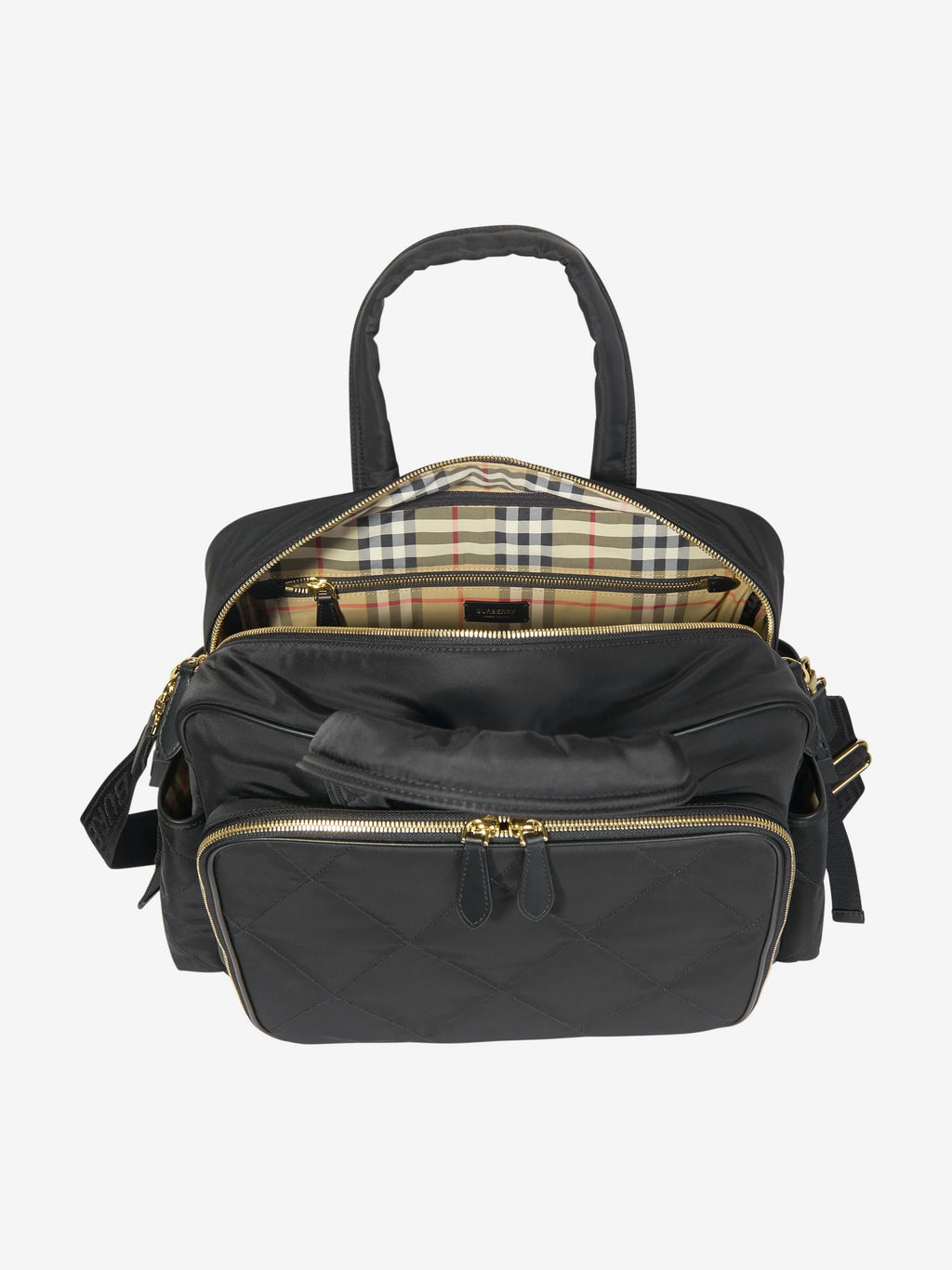Burberry Baby Quilted Changing Bag – Nylon Diaper Bag with Adjustable Logo Strap & Multi‑Pocket Design