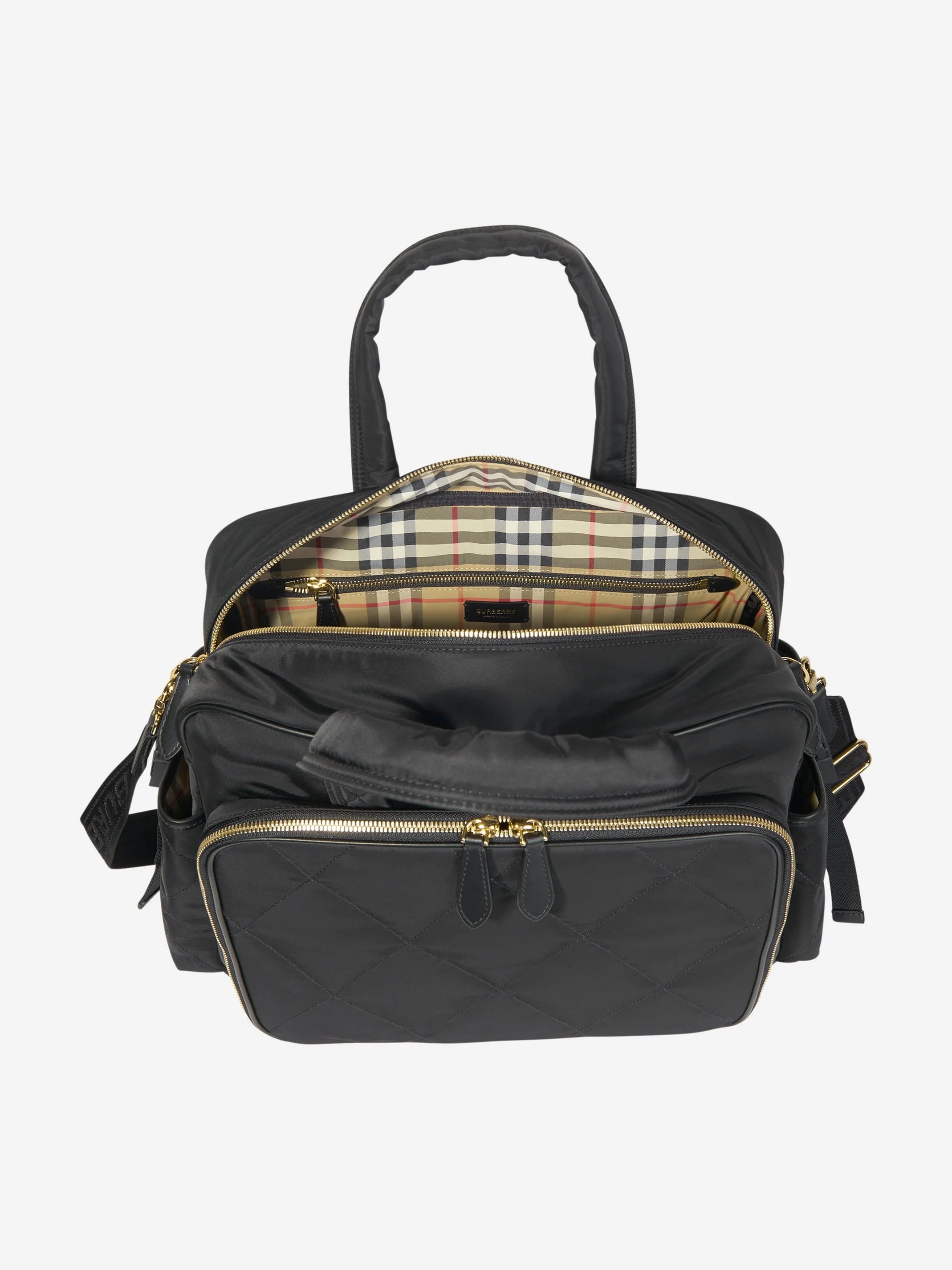 Burberry Baby Quilted Changing Bag – Nylon Diaper Bag with Adjustable Logo Strap & Multi‑Pocket Design