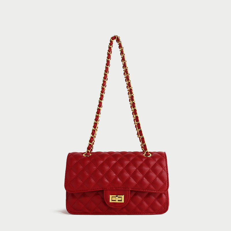 Crimson Royale Quilted Chain Bag