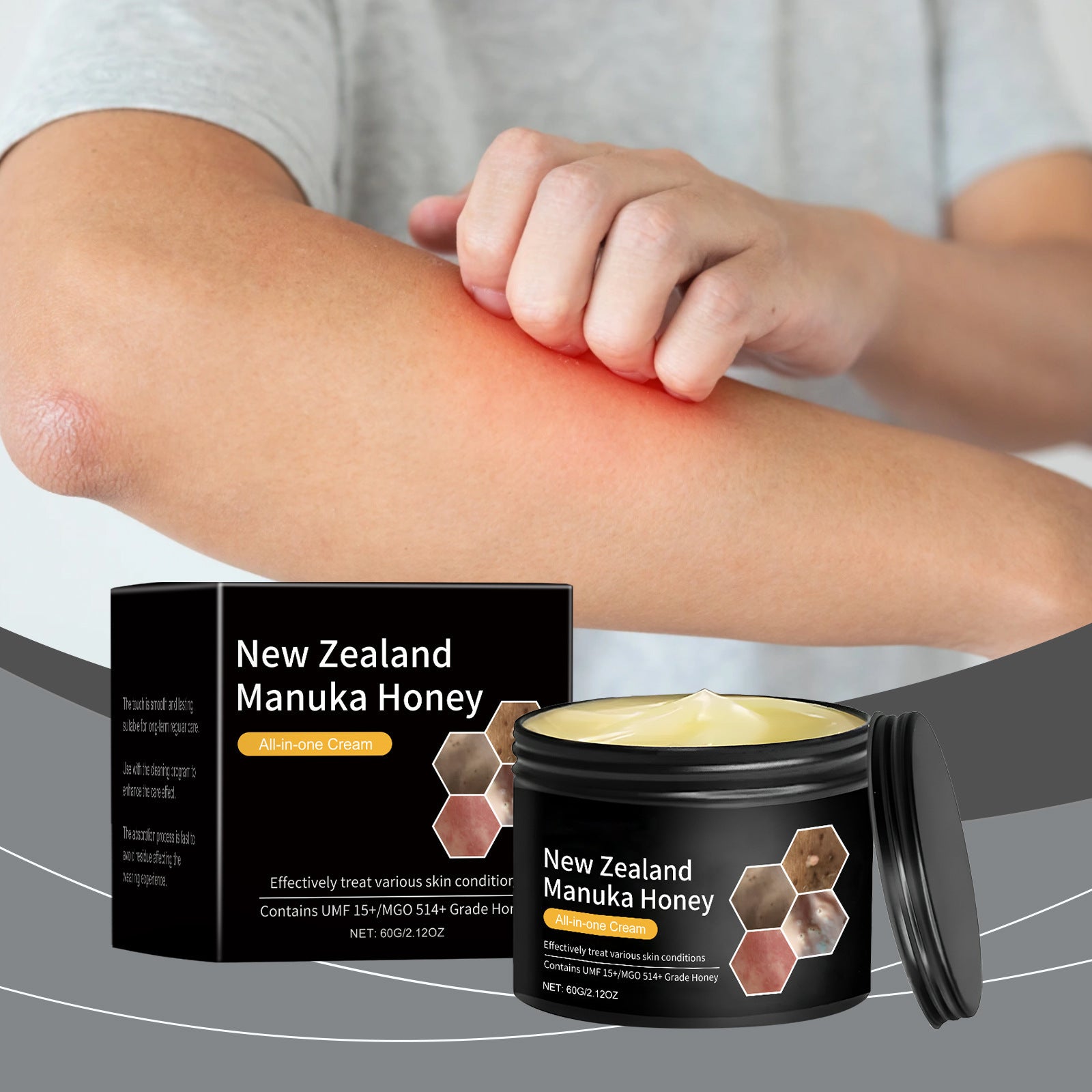Manuka Honey Skin Cream (soothing + repair-focused body cream). Eczema Repair Cream