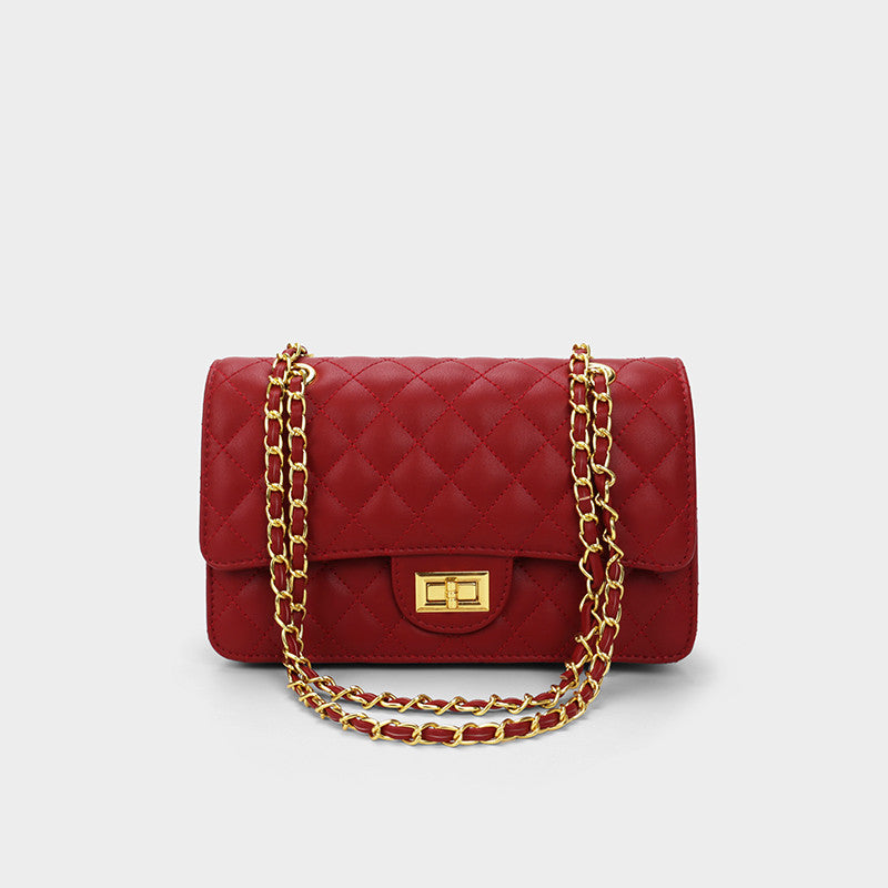 Crimson Royale Quilted Chain Bag