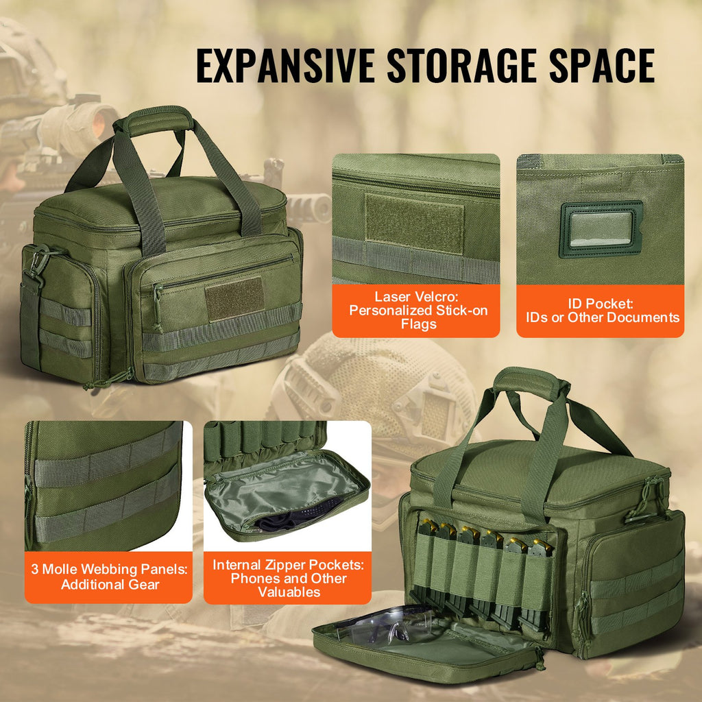 Elite Tactical Pro™ 4-Pistol Range Bag – Military Green Edition