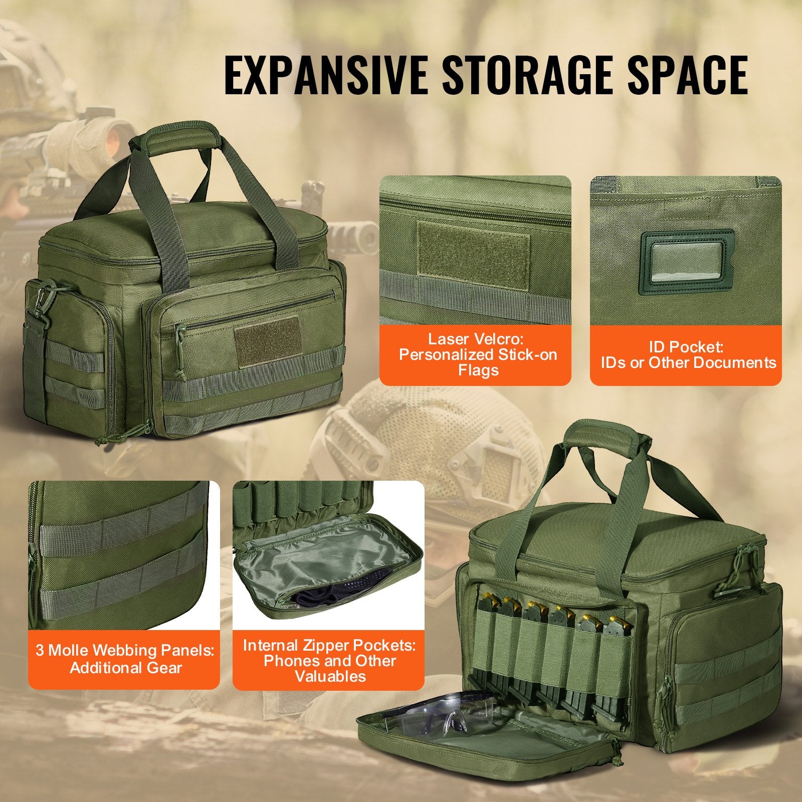 Elite Tactical Pro™ 4-Pistol Range Bag – Military Green Edition