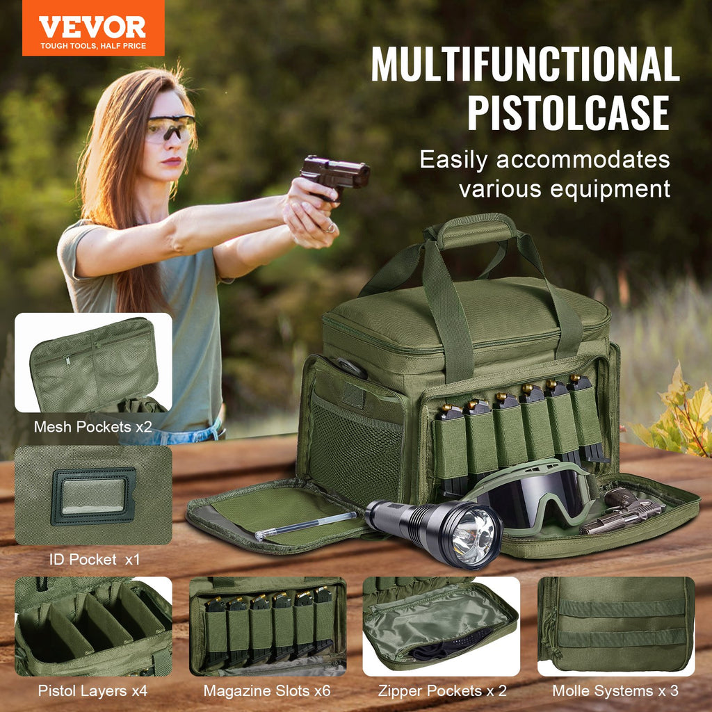 Elite Tactical Pro™ 4-Pistol Range Bag – Military Green Edition