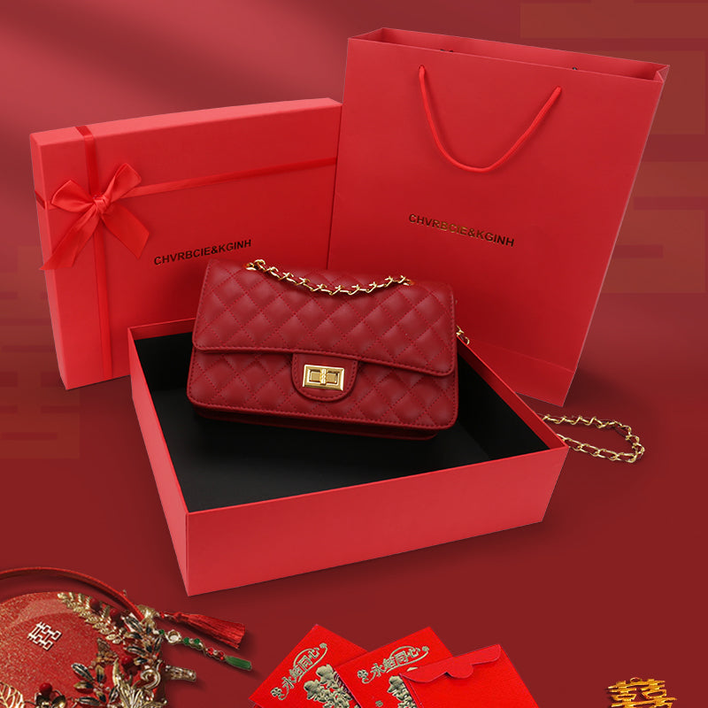 Crimson Royale Quilted Chain Bag