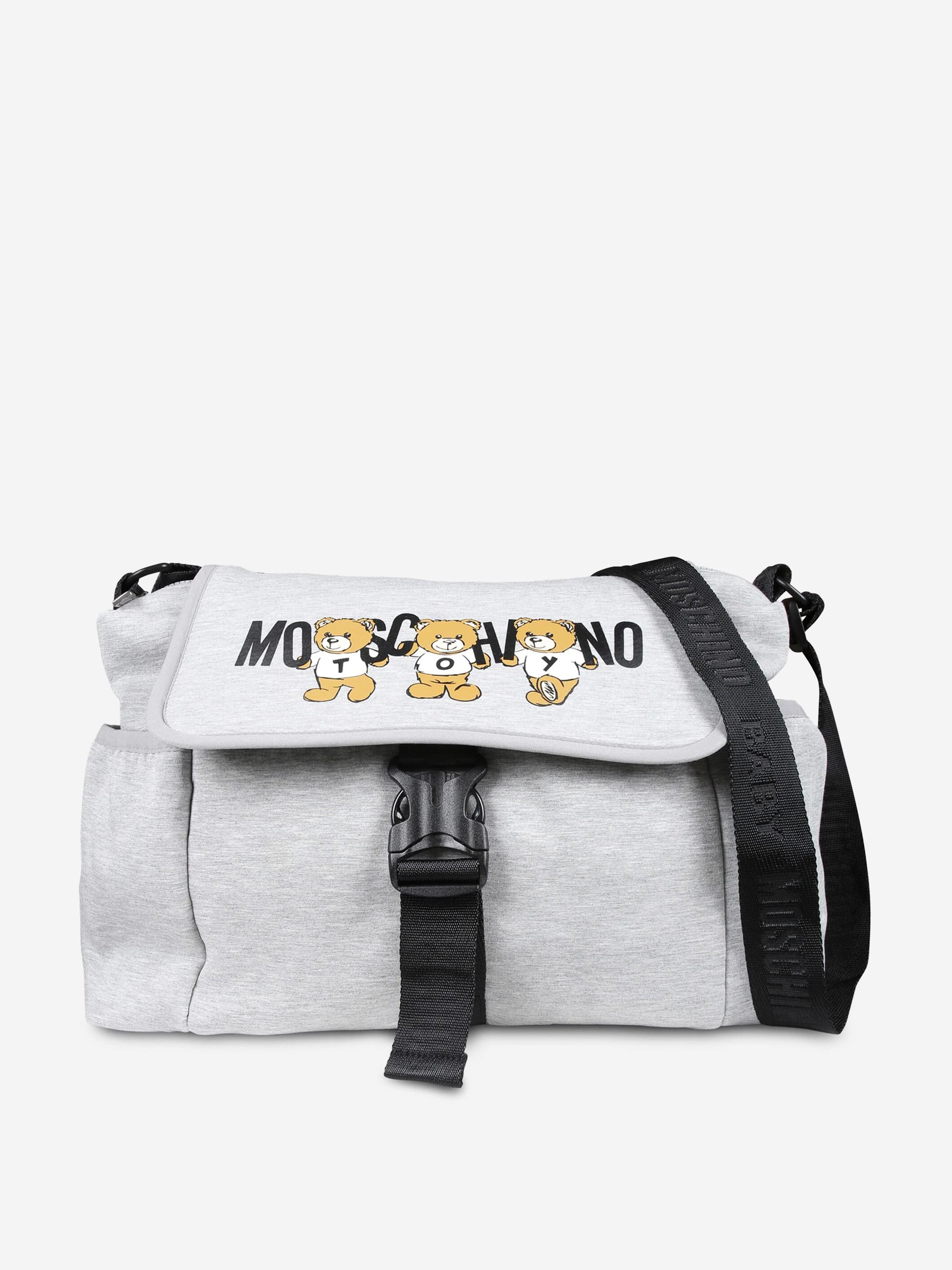 Moschino Baby Toy Bear Changing Bag – Designer Diaper Bag with Adjustable Logo Strap