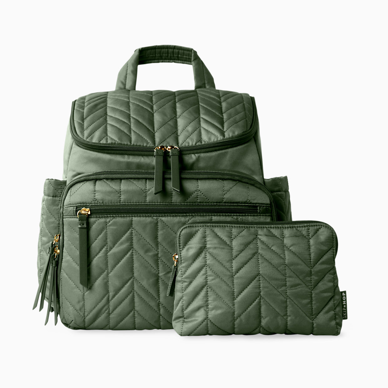 Quilted Baby Backpack – Multi‑Pocket Diaper Bag with Matching Accessory Pouch
